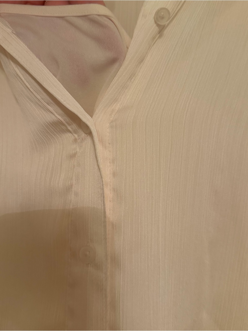 Nine West Light Cream Ruffled Button-Front Blouse - Picture 4 of 5